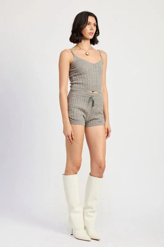 Cable Knit Shorts with Drawstring – Cozy, Chic & Ultra-Comfortable, [Evelyns Fashion]