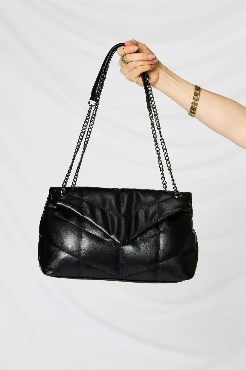 Edgy Sophistication: The Perfect Leather Chain Handbag-handbags-Trendsi-Evelyns Fashion