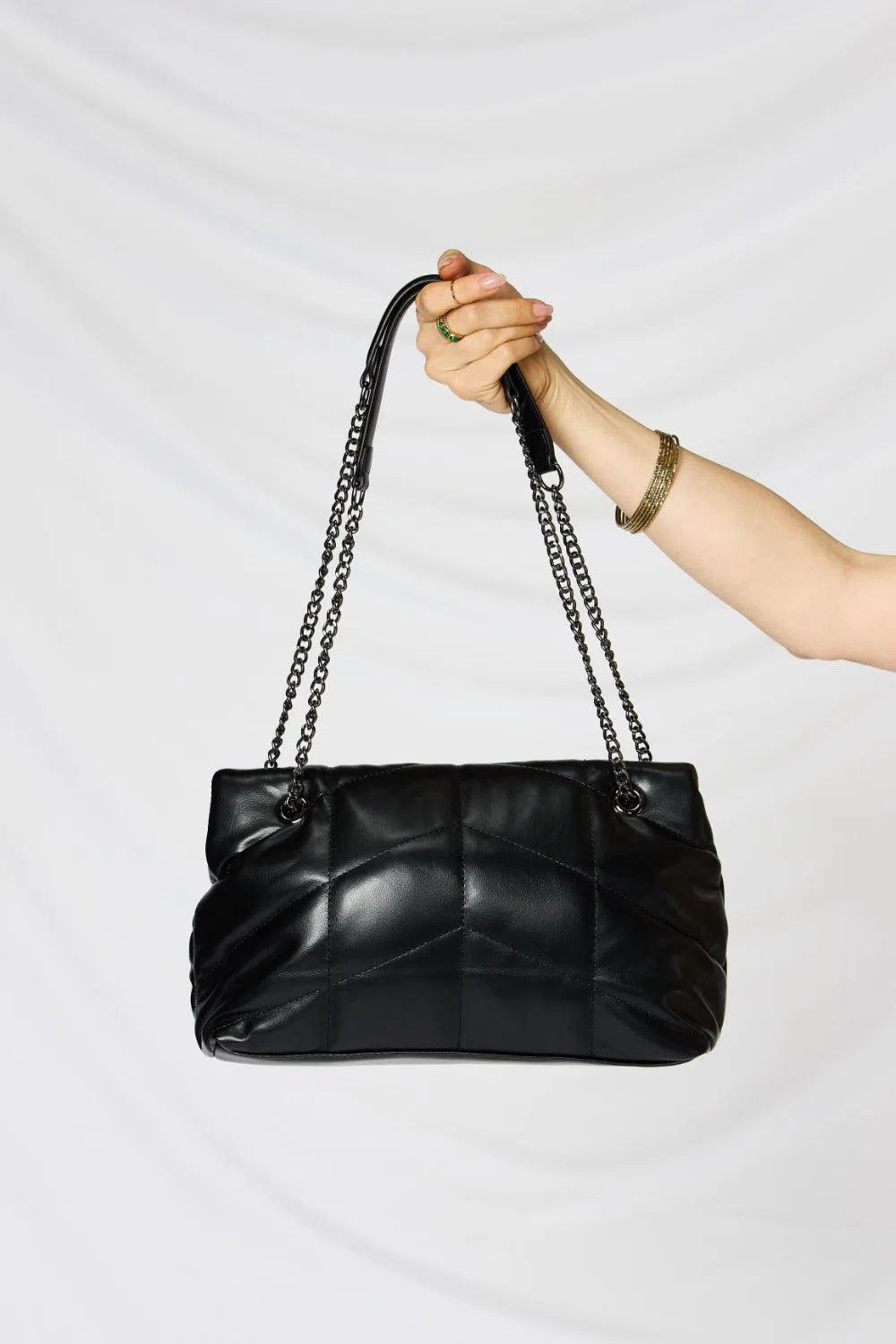 Edgy Sophistication: The Perfect Leather Chain Handbag-handbags-Trendsi-Evelyns Fashion