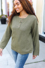 Moss Green Button-Down Ribbed Sweater – Chic & Versatile Knitwear, [Evelyns Fashion]