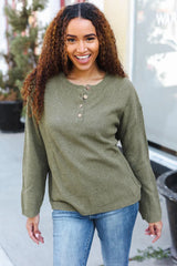 Moss Green Button-Down Ribbed Sweater – Chic & Versatile Knitwear, [Evelyns Fashion]