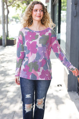 Beautiful You Magenta Floral Vintage Knit Top – Chic & Timeless, [Evelyns Fashion]