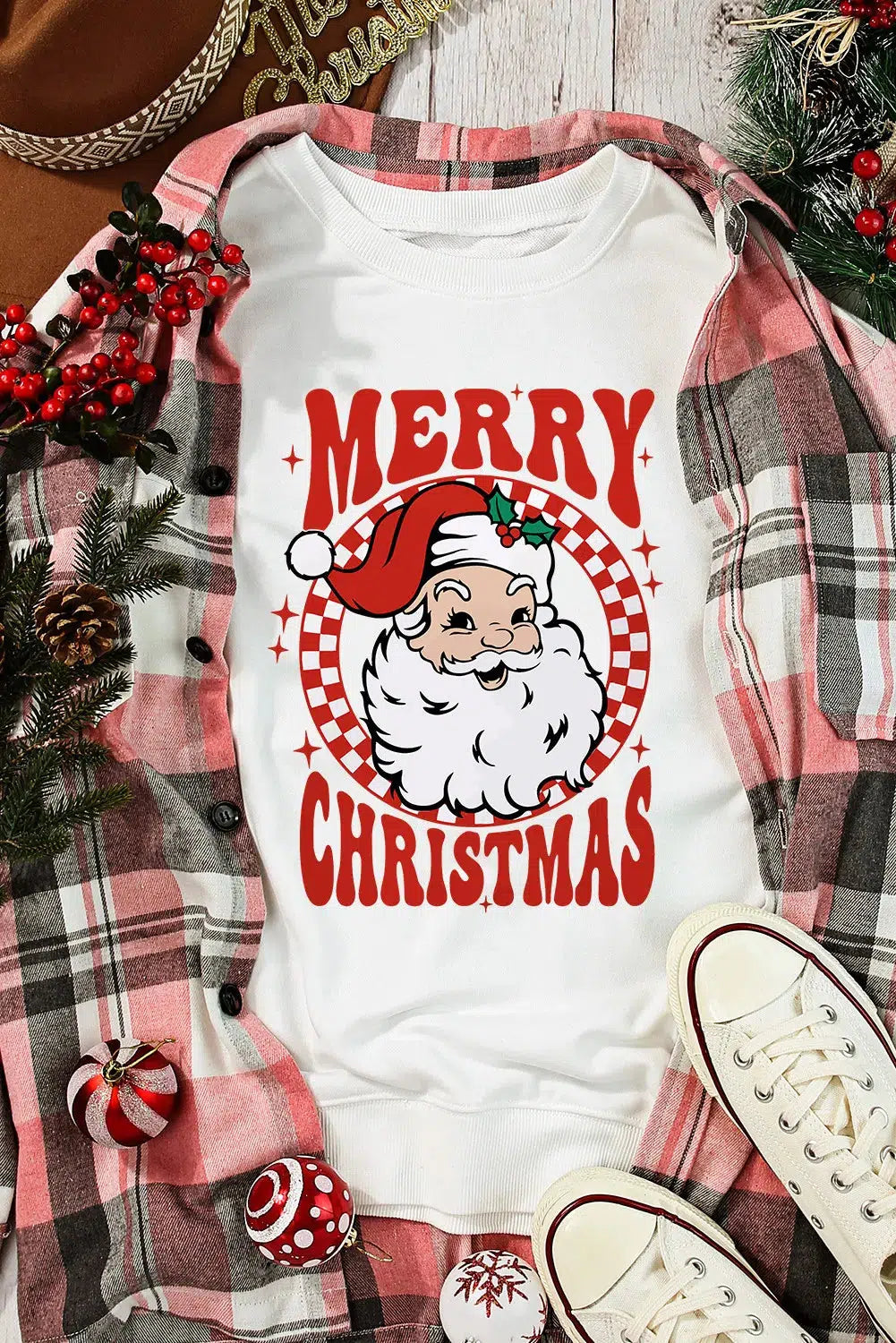 Santa Graphic Sweatshirt – Festive & Cozy Holiday Wear, [Evelyns Fashion]