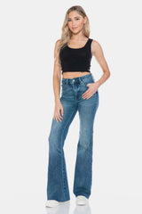 Tummy Control Cut Hem Flare Jeans – Flattering & Stylish Denim, [Evelyns Fashion]