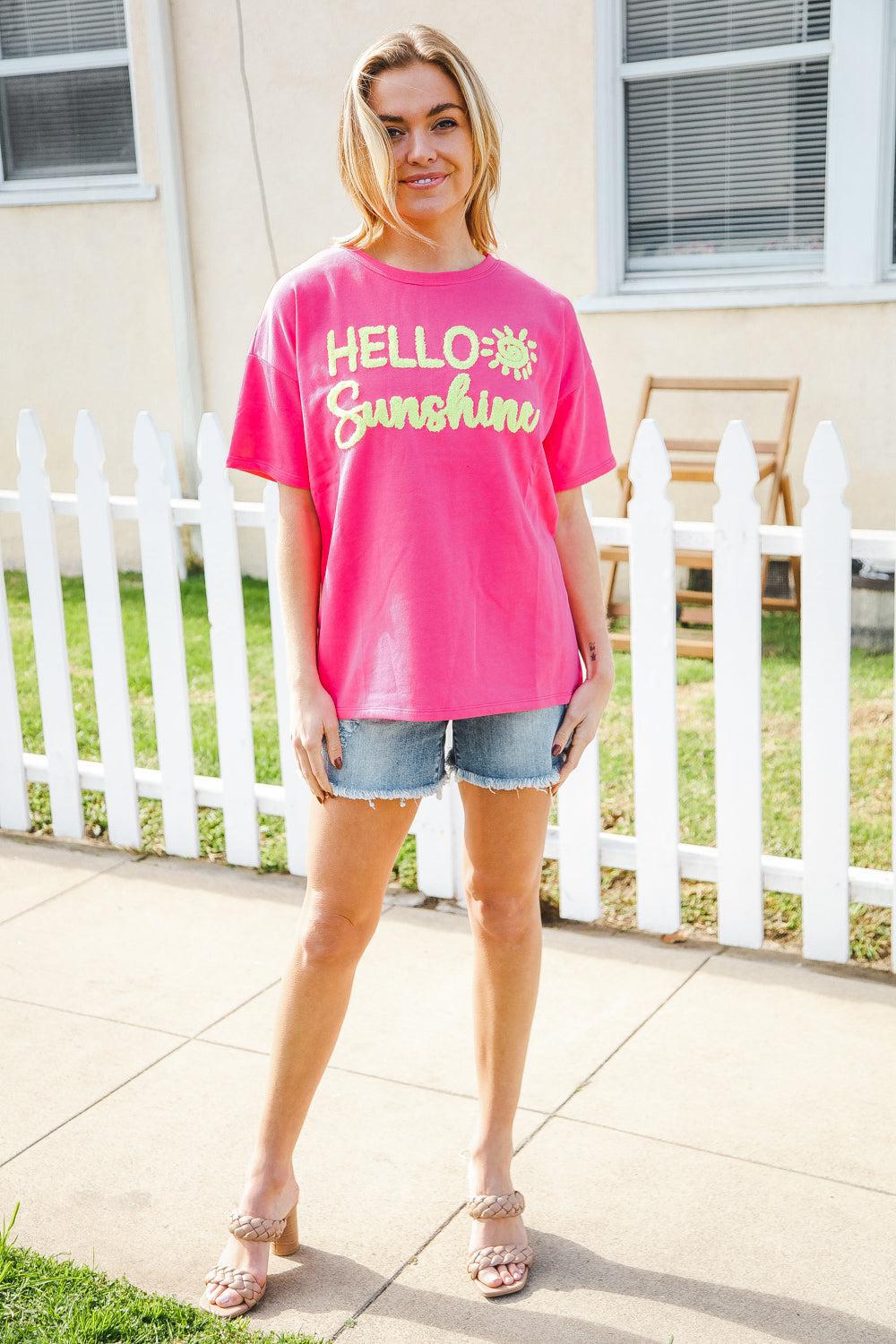 Hello Sunshine" Embroidered French Terry Pullover | Cozy & Cute, [Evelyns Fashion]