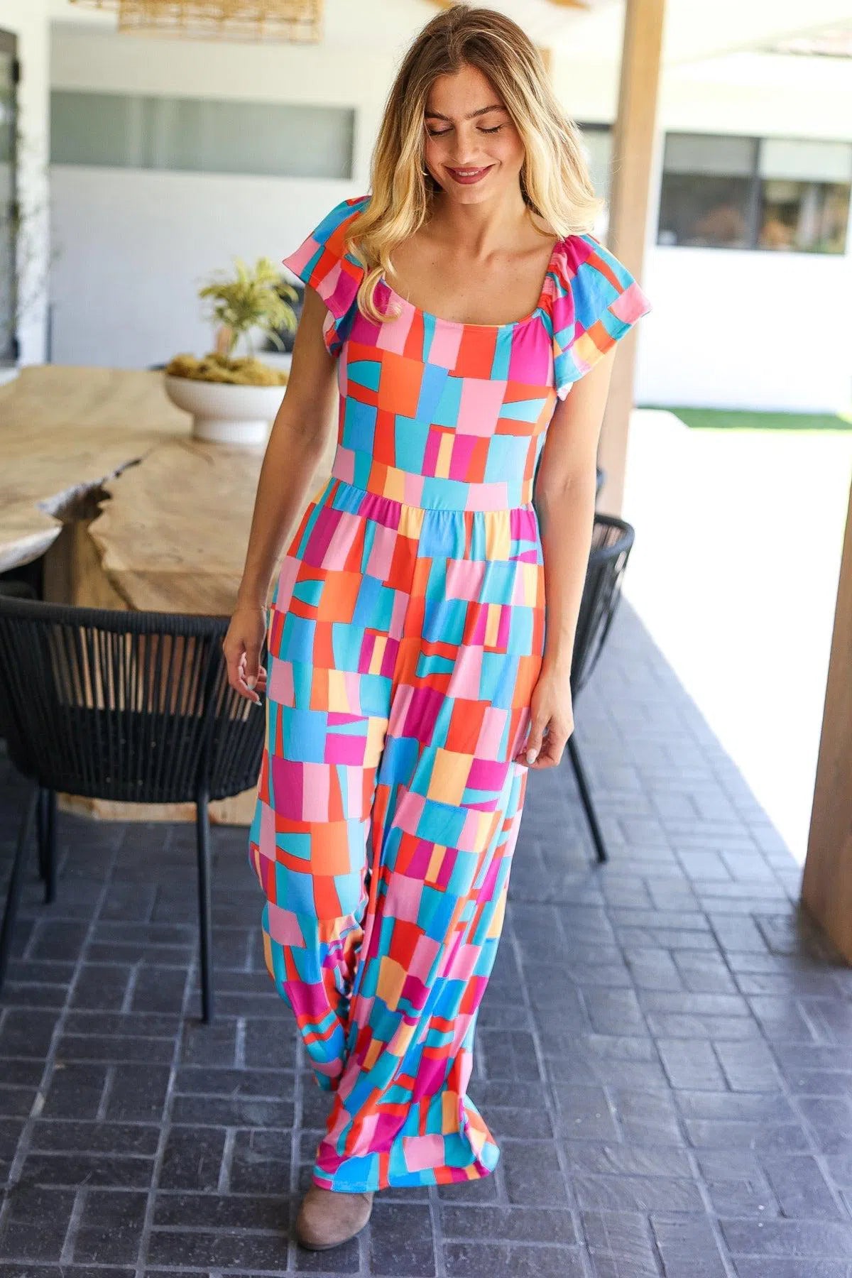 Wide Leg Jumpsuit with Bold Print – Stylish & Flattering, [Evelyns Fashion]