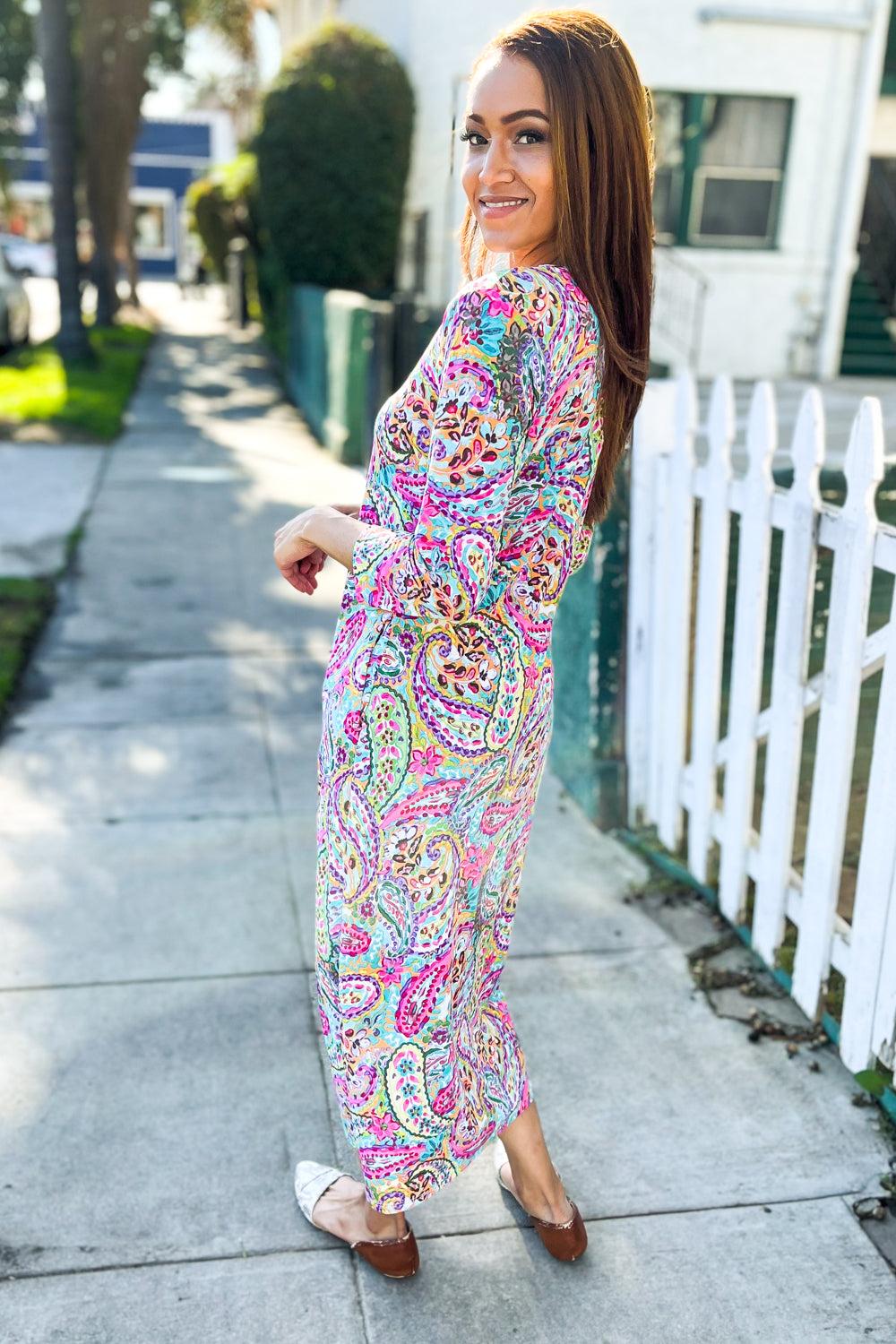 Paisley Print Pocketed Midi Dress | Chic & Stylish, [Evelyns Fashion]