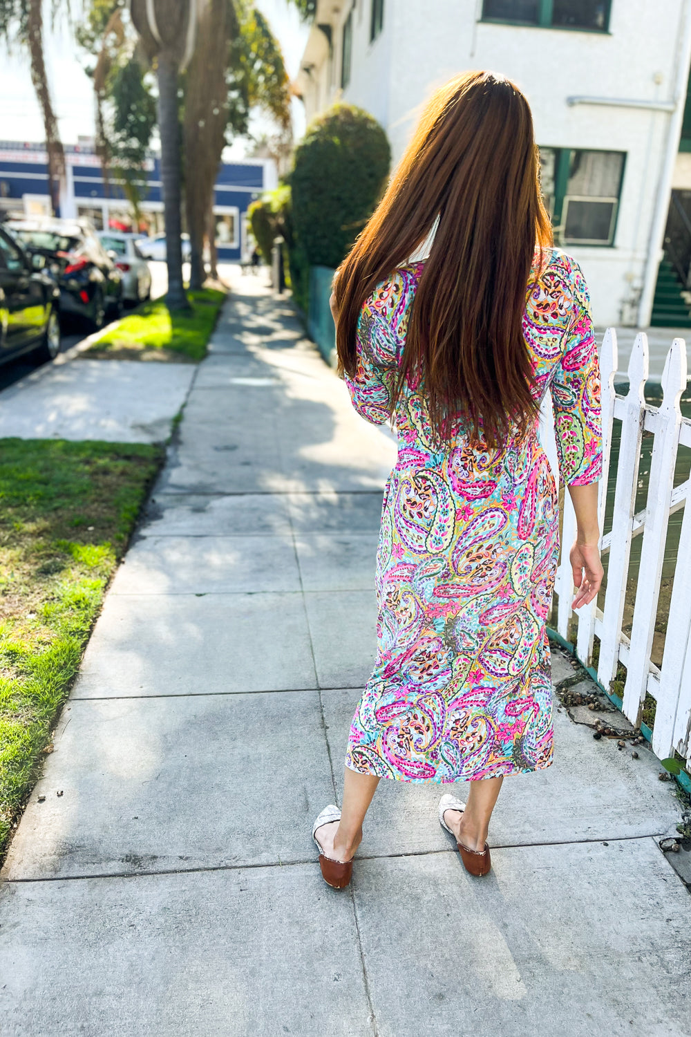 Paisley Print Pocketed Midi Dress | Chic & Stylish, [Evelyns Fashion]