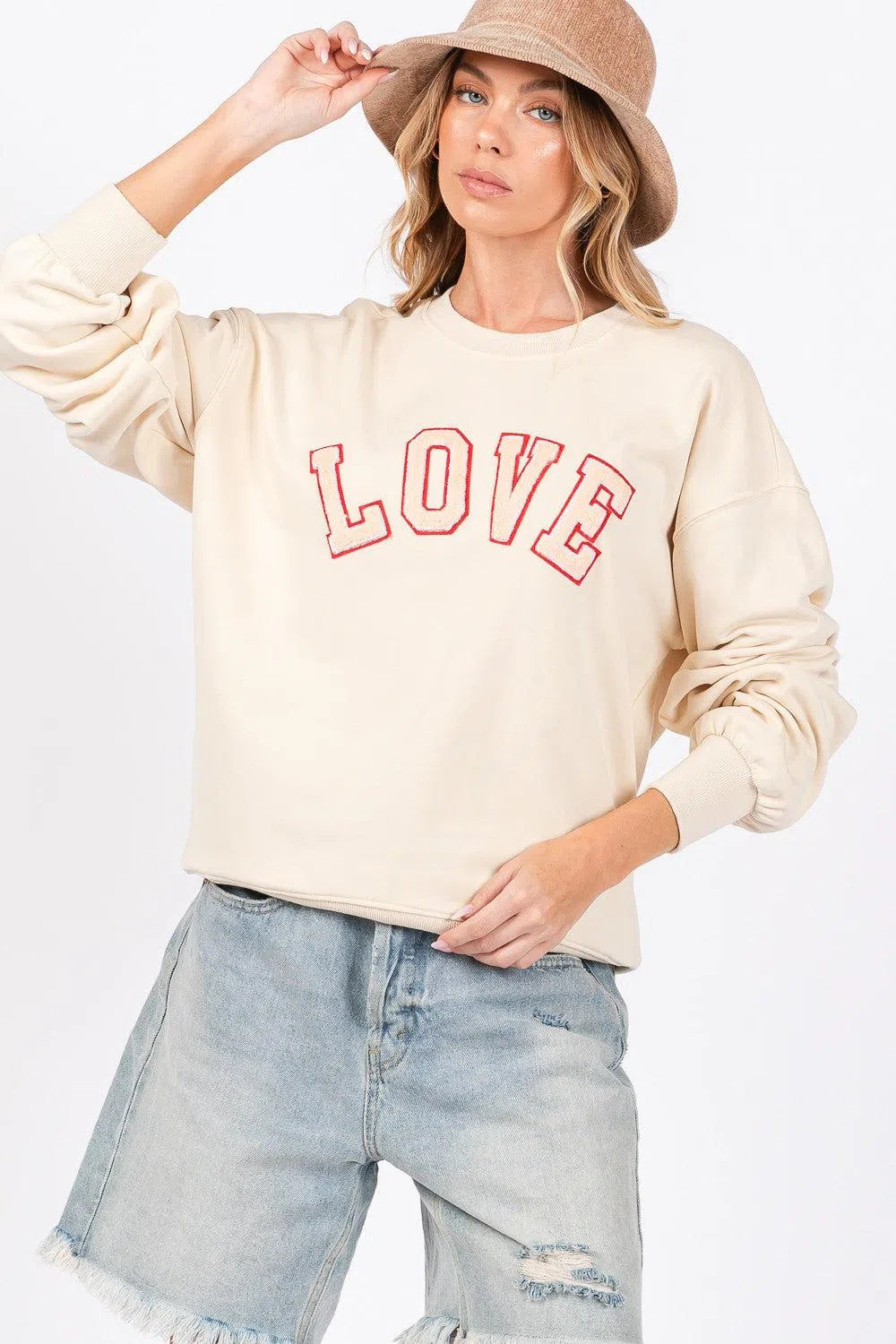 SAGE + FIG LOVE Path Drop Shoulder Sweatshirt – Stylish & Cozy, [Evelyns Fashion]