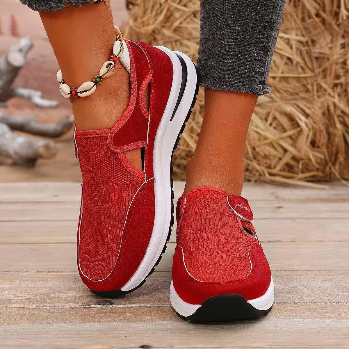 Mesh Round Toe Platform Sneakers – Stylish & Comfortable, [Evelyns Fashion]