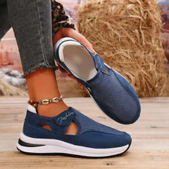 Mesh Round Toe Platform Sneakers – Stylish & Comfortable, [Evelyns Fashion]