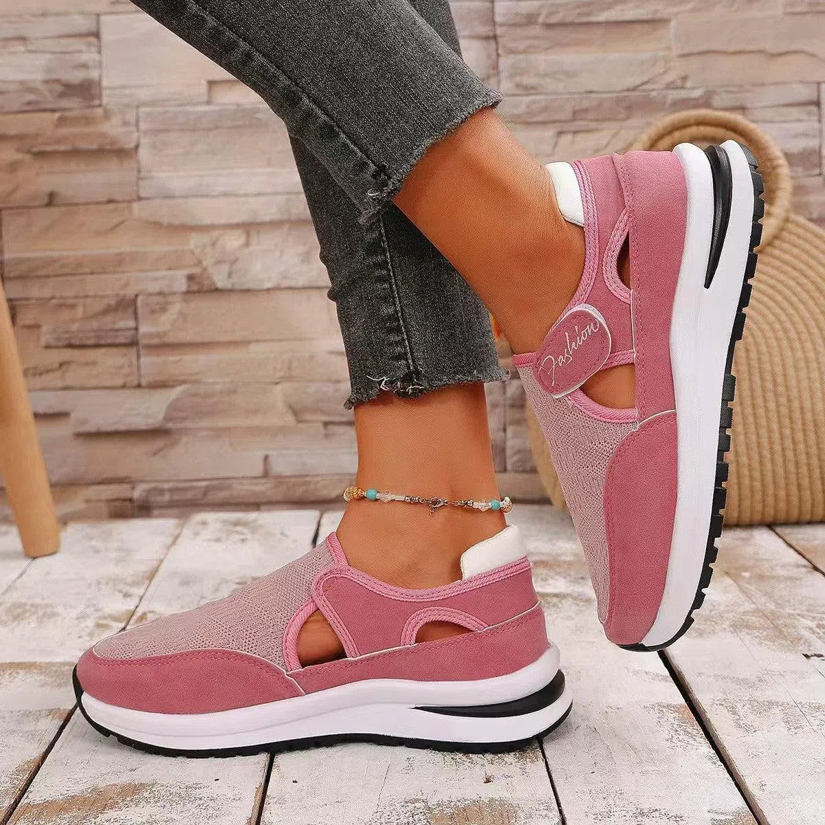 Mesh Round Toe Platform Sneakers – Stylish & Comfortable, [Evelyns Fashion]