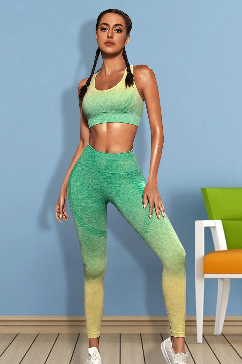 Gradient Sports Tank and Leggings – Stylish Activewear Set, [Evelyns Fashion]