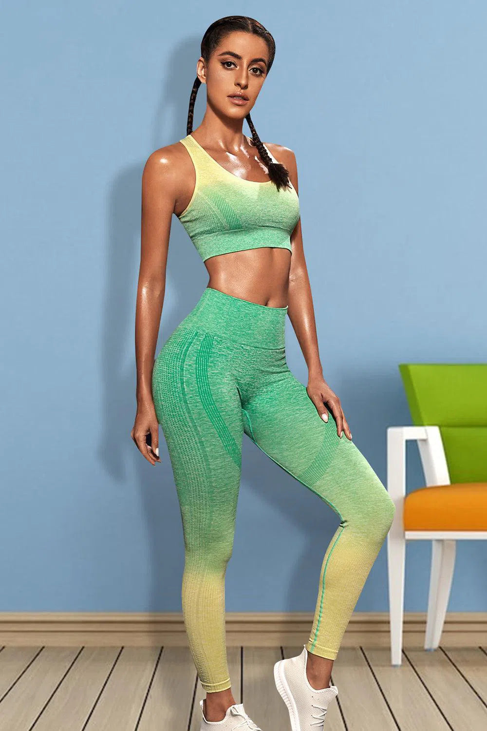 Gradient Sports Tank and Leggings – Stylish Activewear Set, [Evelyns Fashion]