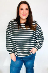 Charcoal Stripe Pullover – Stylish & Comfortable Knitwear, [Evelyns Fashion]