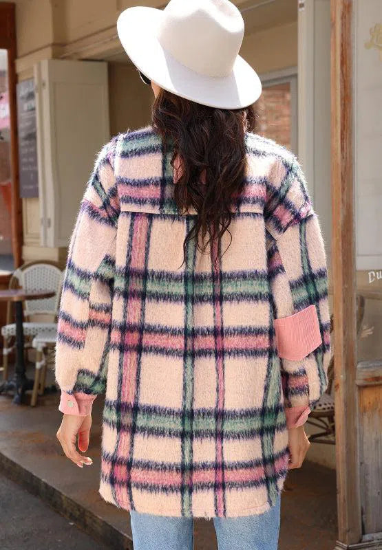 Plaid Corduroy Shacket – Stylish & Cozy Layering Essential, [Evelyns Fashion]