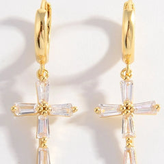 Zircon Cross Earrings in 925 Sterling Silver – Elegant & Timeless, [Evelyns Fashion]