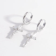 Zircon Cross Earrings in 925 Sterling Silver – Elegant & Timeless, [Evelyns Fashion]