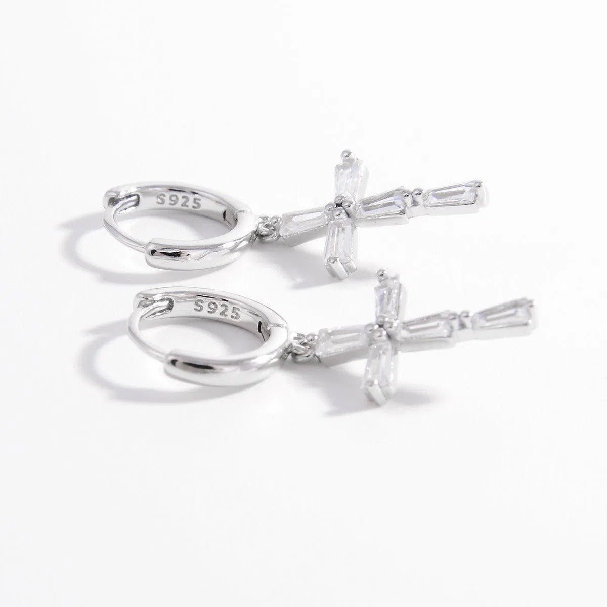 Zircon Cross Earrings in 925 Sterling Silver – Elegant & Timeless, [Evelyns Fashion]