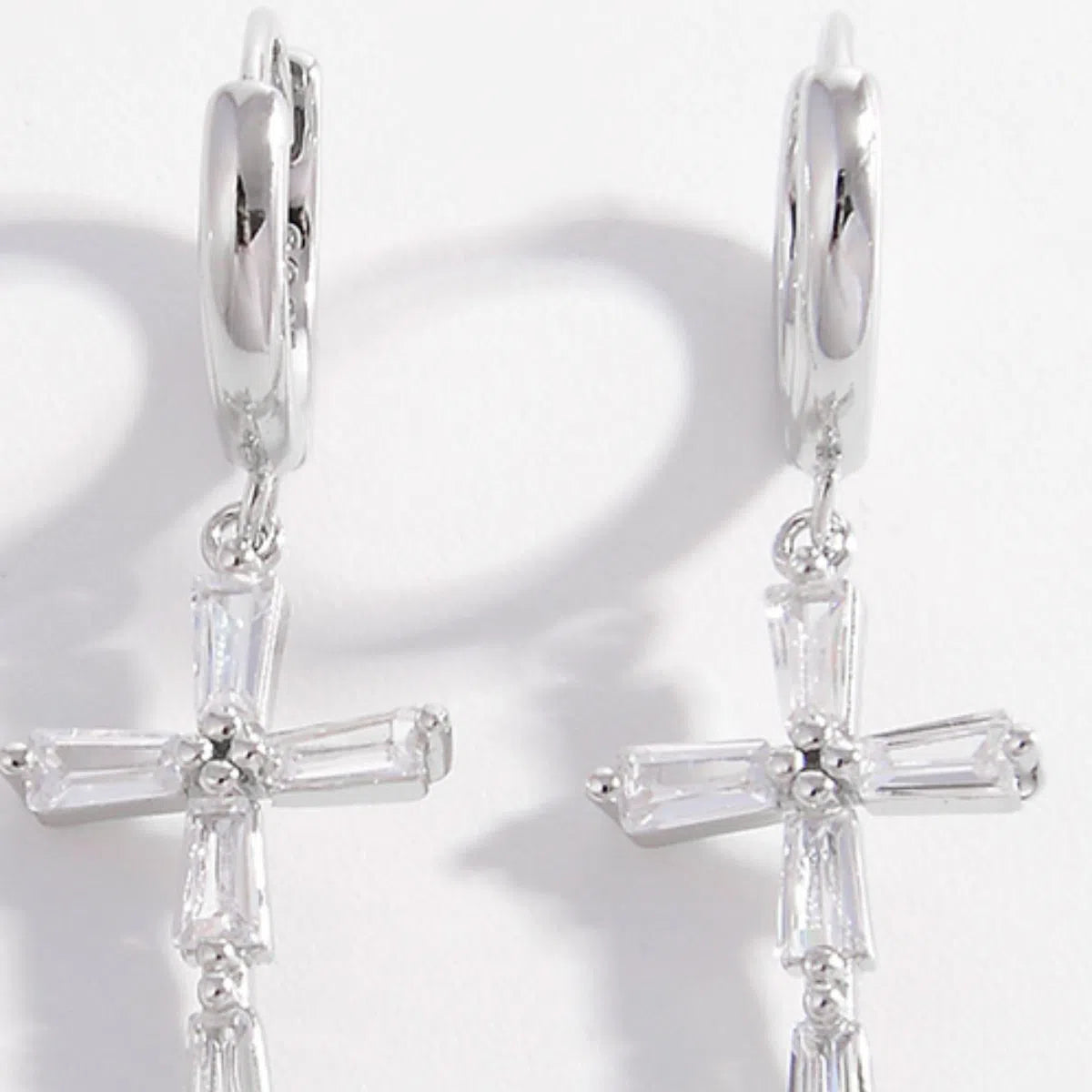 Zircon Cross Earrings in 925 Sterling Silver – Elegant & Timeless, [Evelyns Fashion]