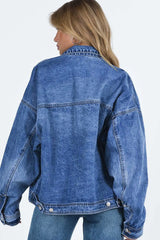 Collared Neck Button Up Denim Jacket – Timeless & Versatile, [Evelyns Fashion]