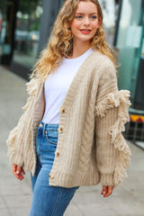 Fringe Cable Cardigan – Cozy & Stylish Layering Piece, [Evelyns Fashion]