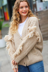 Fringe Cable Cardigan – Cozy & Stylish Layering Piece, [Evelyns Fashion]