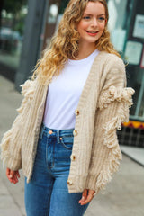 Fringe Cable Cardigan – Cozy & Stylish Layering Piece, [Evelyns Fashion]