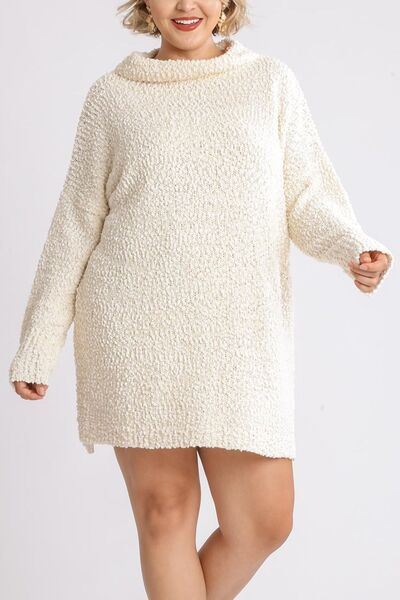 Umgee Plus Size Bouclé Sweater Dress – High Low Knit, Cozy & Stylish, [Evelyns Fashion]