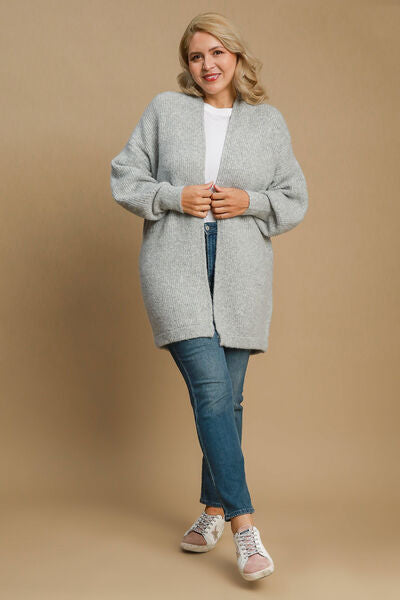 Umgee Plus Size Wool Blend Open Front Cardigan – Cozy & Stylish Knit, [Evelyns Fashion]