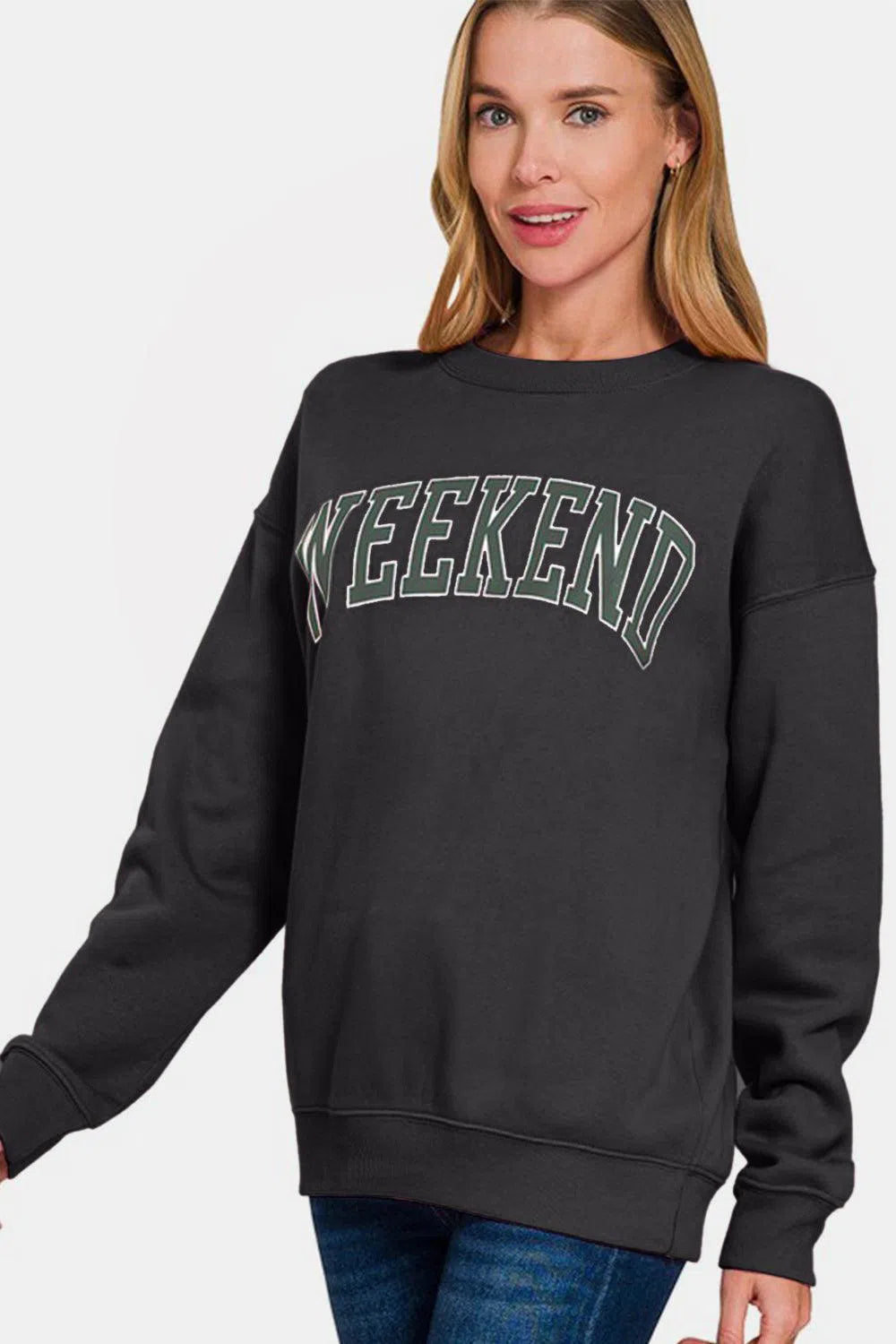 Zenana WEEKEND Sweatshirt – Relaxed & Trendy Style, [Evelyns Fashion]