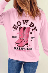 Cowboy Boots Graphic Sweatshirt – Cozy Western-Inspired Style, [Evelyns Fashion]