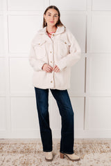 Shrouded in Sherpa Coat in White – Cozy & Chic Winter Style, [Evelyns Fashion]